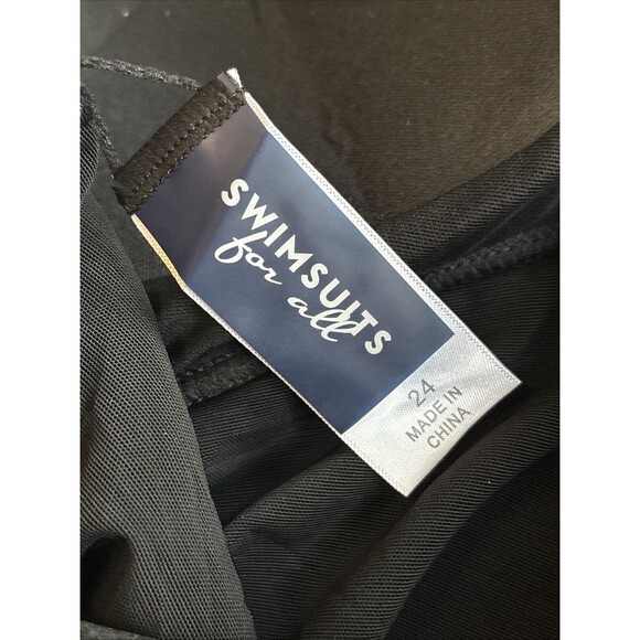 NWT Swimsuits For All Black One Piece Bathing Suit With Rouched Sides Size 24 - Picture 9 of 9